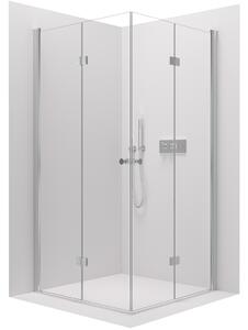 Cerano Volpe Duo, sprchovací kút so skladacími dverami 80(dvere) x 80(dvere), 6mm číre sklo, chrómový profil, CER-CER-427363