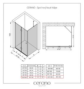 CERANO - Sprchovací kút Volpe L/P - chróm, transparentné sklo - 100x100 cm - skladacia