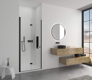 Cerano Volpe, skladacie sprchové dvere 90x190 cm, 6mm číre sklo, čierny profil, CER-CER-423331