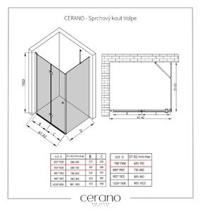 CERANO - Sprchovací kút Volpe L/P - chróm, transparentné sklo - 70x70 cm - skladacia