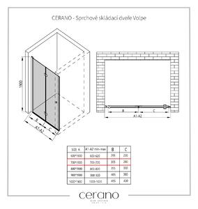 CERANO - Sprchové skladacie dvere Volpe L/P - chróm, transparentné sklo - 70x190 cm
