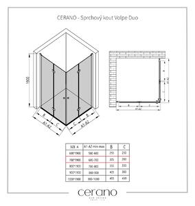 CERANO - Sprchovací kút Volpe Duo L/P - čierna matná, transparentné sklo - 70x70 cm - skladacia