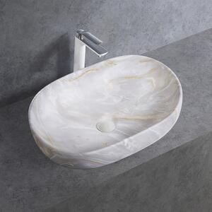 CERANO - Keramické umývadlo na dosku Deno - mramor svetlý - 59x41 cm