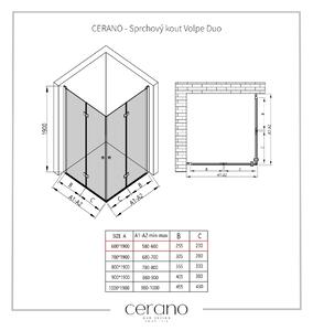 CERANO - Sprchovací kút Volpe Duo L/P - chróm, transparentné sklo - 60x60 cm - skladacia