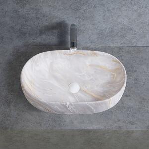 CERANO - Keramické umývadlo na dosku Deno - mramor svetlý - 59x41 cm