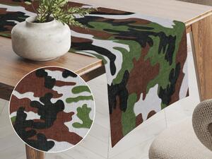 Biante Bavlnený behúň na stôl Sandra SA-106 Maskáčový vzor hnedo-olivový 20x120 cm