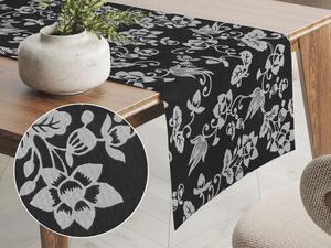 Biante Bavlnený behúň na stôl Sandra SA-102 Sivé kvety na čiernom 20x120 cm