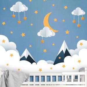 Detská samolepka na stenu 90x60 cm Mountains in Stars and Clouds - Ambiance