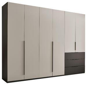 SKRIŇA S OTOČNÝMI DVERAMI, grafitová, svetlosivá, 300/225,5/60 cm MID.YOU - Online Only zostavy, Online Only