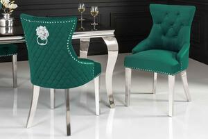 Dizajnová stolička Queen Levia hlava smaragdovo-zelený zamat