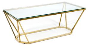 Dekorstudio Zlatý konferenčný stolík OKTANA s čírym sklom
