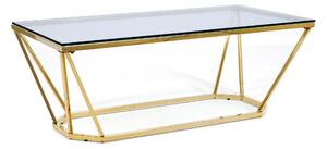 Dekorstudio Zlatý konferenčný stolík OKTANA so svetlomodrým sklom
