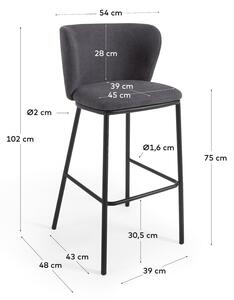 Tmavosivá barová stolička 102 cm Ciselia – Kave Home