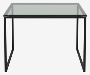 Como konferenčný stolík so sklenenou doskou 55x55cm - čierne sklo , Kov biely , 32cm