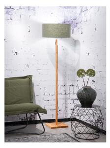 Stojacia lampa so zeleným tienidlom a konštrukciou z bambusu Good&Mojo Fuji