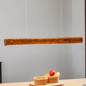 Závesné svetlo Lucas, morené borovicové drevo, dĺžka 90 cm