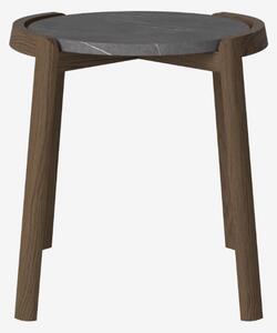 Mix konferenčný stolík Ø46 cm - mramor biely , Drevo čierny dub