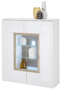 VYSOKÁ KOMODA, biela, biela s vysokým leskom, 120/137/38 cm MID.YOU - Komody, Online Only
