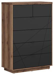 KOMODA, čierna, farba duba, 90/130,5/42,5 cm XXXL - Komody, Online Only