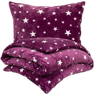 4Home Obliečky mikroflanel Stars violet, 140 x 200 cm, 70 x 90 cm