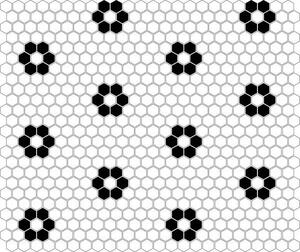 Dunin - Mini Hexagon B&W Flower Kermická mozaika DUNIN (26 x 30 cm / 1 ks)