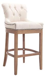 Barová stolička Buckingham látka, drevené nohy svetlá antik - Krémová