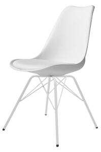 GINA stolička porgy set 4ks - biela text.koža/biela lakovaná podnož