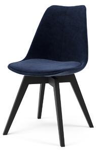 GINA stolička bess - modrá 251 zamat , čierne drevo