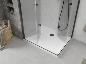 Mexen Lima Duo, sprchovací kút s 2-krídlovými skladacími dverami 80 (dvere) x 70 (dvere) cm, 6mm číre sklo, čierny profil + slim sprchová vanička 5cm biela s čiernym sifónom, 856-080-070-70-02-4010B