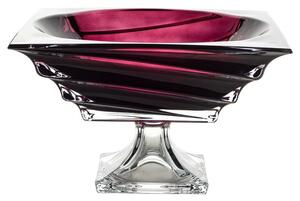 KRIŠTÁĽOVÁ MISKA BOHEMIA CASABLANCA BURGUNDY NA NOHE 285MM