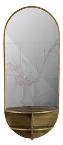MUZZA Oválne zrkadlo s poličkou ekilakool 83 x 36 cm antická mosadz