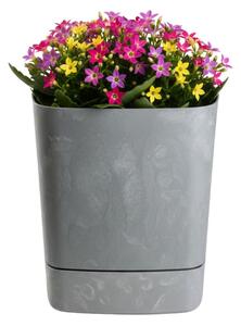 PLASTOVÝ KVETINÁČ CUBI 19X21 CM IMITÁCIA BETÓNU SIVÁ