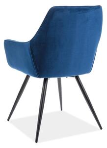Jedálenská prešívaná stolička s tvarovaným operadlom, čierny mat/modrá (n147801)