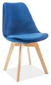 Jedálenská stolička čalúnená zamatovou látkou, buk/modrá (n147561)
