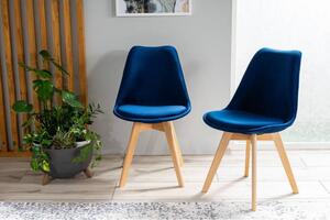 Jedálenská stolička čalúnená zamatovou látkou, buk/modrá (n147561)