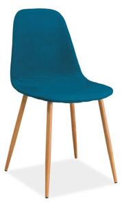 Jedálenská stolička na kov. nohách, dub/modrá (n148027)