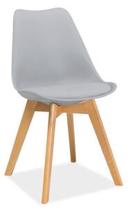 Jedálenská stolička, sedadlo čalúnené ekokožou, buk/svetlosivá (n147811)