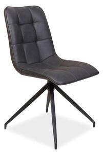 Jedinečná jedálenská stolička čalúnená ekokožou, čierny mat/sivá (n147902)