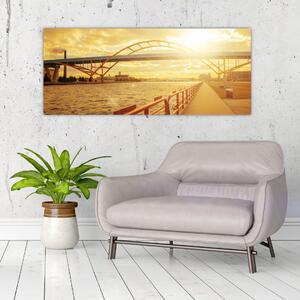 Obraz mosta pri západe slnka (120x50 cm)