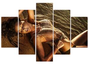Obraz ženy ležiacej na pláži (150x105 cm)