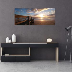 Obraz móla, pláže a more (120x50 cm)