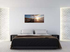 Obraz móla, pláže a more (120x50 cm)