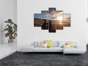 Obraz móla, pláže a more (150x105 cm)