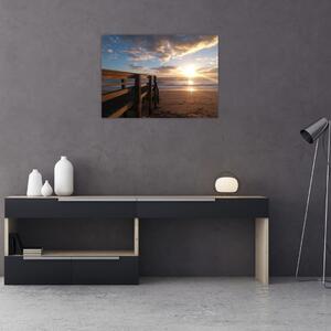 Obraz móla, pláže a more (70x50 cm)