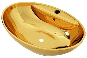 Umývadlo s prepadom 58,5x39x21 cm keramické zlaté