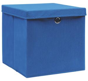 Úložné boxy s vrchnákmi 10 ks modré 32x32x32 cm látkové