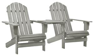 Záhradné stoličky Adirondack+stolík, jedľový masív, sivé