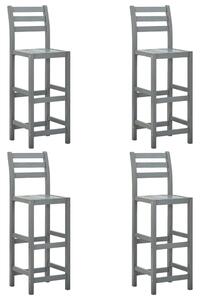 Barové stoličky 4 ks, sivé, akáciový masív