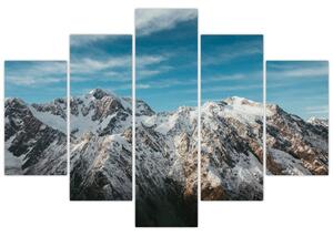 Obraz zasnežených vrcholkov, Fiordland (150x105 cm)