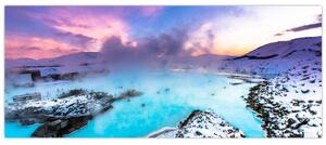 Obraz - Modrá lagúna na Islande (120x50 cm)